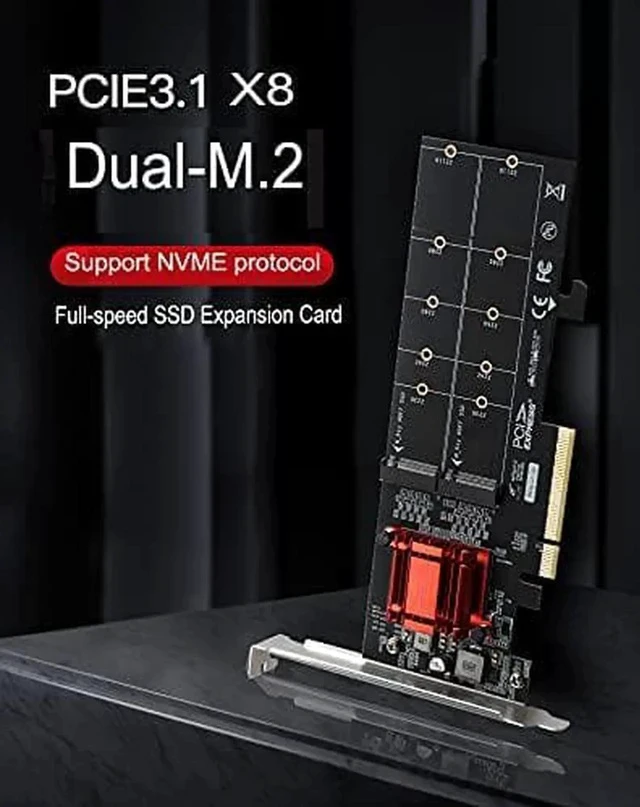 Alt view image 2 of 5 - M.2 NVMe PCIe Adapter, M.2 NVMe NGFF SSD to PCI-e 3.1 Gen3 X8 X16 Card with Low Profile Bracket Support M.2 (M Key) NVMe SSD 22110/2280 /2260/2242 /2230