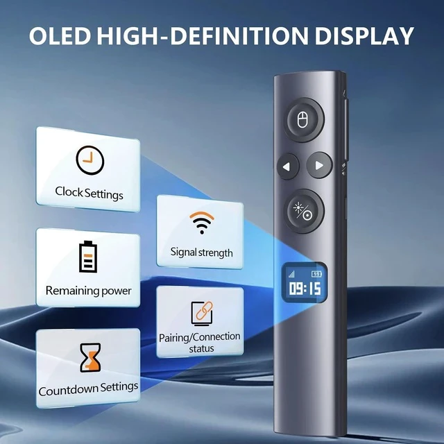 Alt view image 7 of 7 - N95s Presentation Remote, Slide Clicker for PowerPoint Presentations Digital pointer, spotlight, magnifier works on any screen. Tripleconnect via BT, or plug in the USBC / A. 328ft range