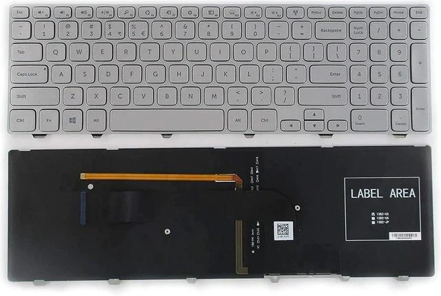 Main image of New Laptop Keyboard with Frame and Backlit Compatible with Dell Inspiron 15 7000 7537 P36F Series Silver US Layout
