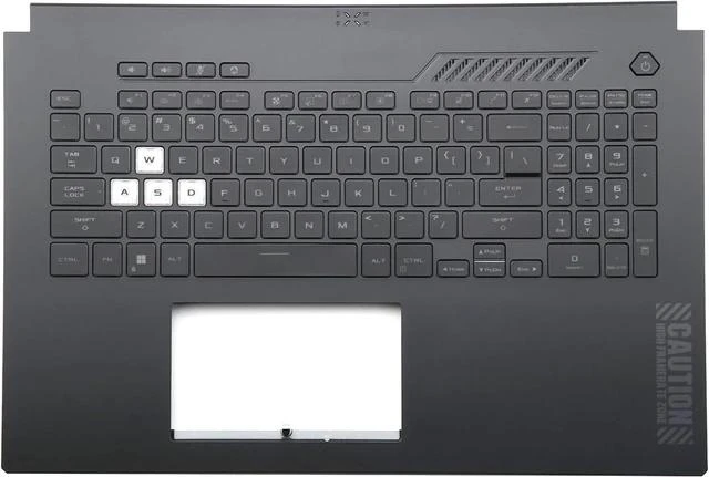Main image of Palmrest Keyboard Compatible with ASUS TUF Gaming FX707 / FA707 Dual Air Outlet Vents, RGB Backlit US Keyboard, Transparent WASD Keys, FX707V FX707Z FA707N FA707R, 90NR0901-R31US1