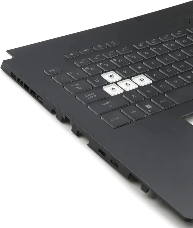 Alt view image 3 of 6 - Palmrest Keyboard Compatible with ASUS TUF Gaming FX707 / FA707 Dual Air Outlet Vents, RGB Backlit US Keyboard, Transparent WASD Keys, FX707V FX707Z FA707N FA707R, 90NR0901-R31US1