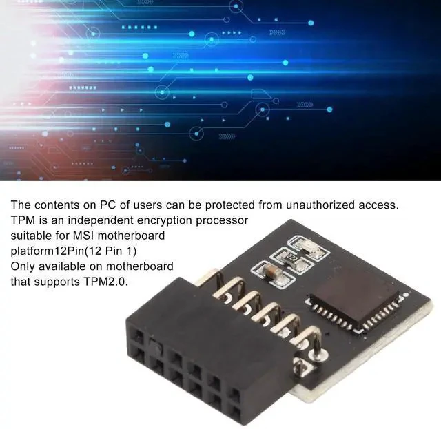 Alt view image 3 of 5 - TPM 2.0 Module 12Pin, SPI 12Pin TPM Module for Motherboard DDR4 Memory, Stable TPM Module System Components, TPM2.0 Module Motherboard