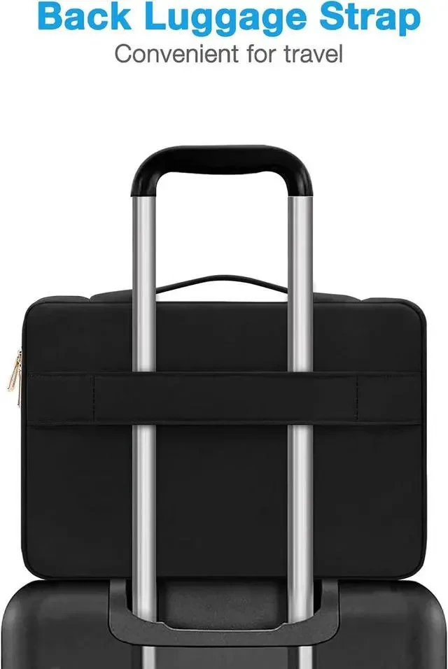 Alt view image 4 of 7 - 13.3 inch 360 Protective Laptop Case 13-13.3 inch Laptop Sleeve Compatible with MacBook Air/Pro 13 13.6/Pro 14 HP Rectangle Quilted Bag with Handle&Pocket&Small Case Black
