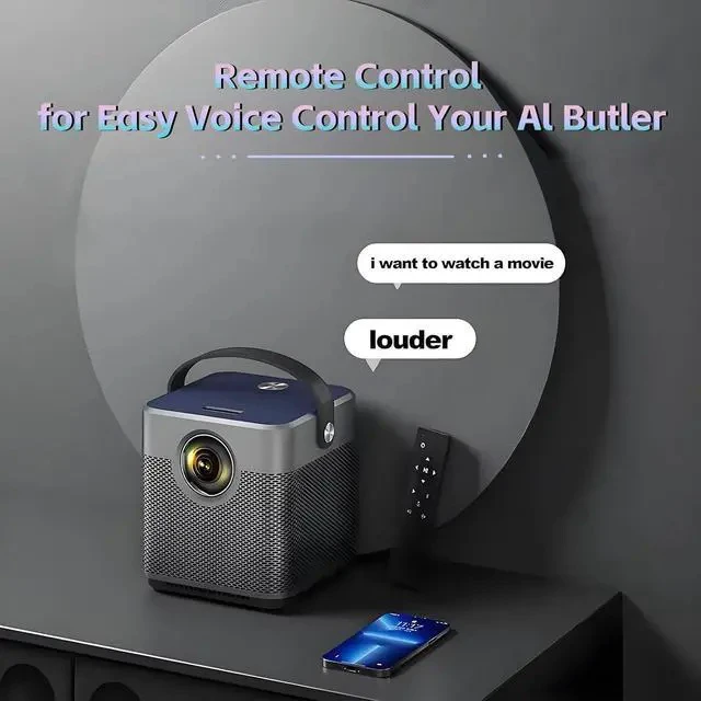 Alt view image 3 of 7 - Movie Projector with Android System, 1080P Full HD Smart Video Projector with WIFI and Bluetooth for Inside and Outside, Compatible with phone/ Laptop/TV Stick/USB Drive/Game/Audio, Graphite