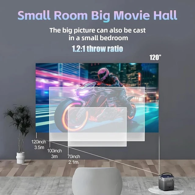 Alt view image 5 of 7 - Movie Projector with Android System, 1080P Full HD Smart Video Projector with WIFI and Bluetooth for Inside and Outside, Compatible with phone/ Laptop/TV Stick/USB Drive/Game/Audio, Graphite