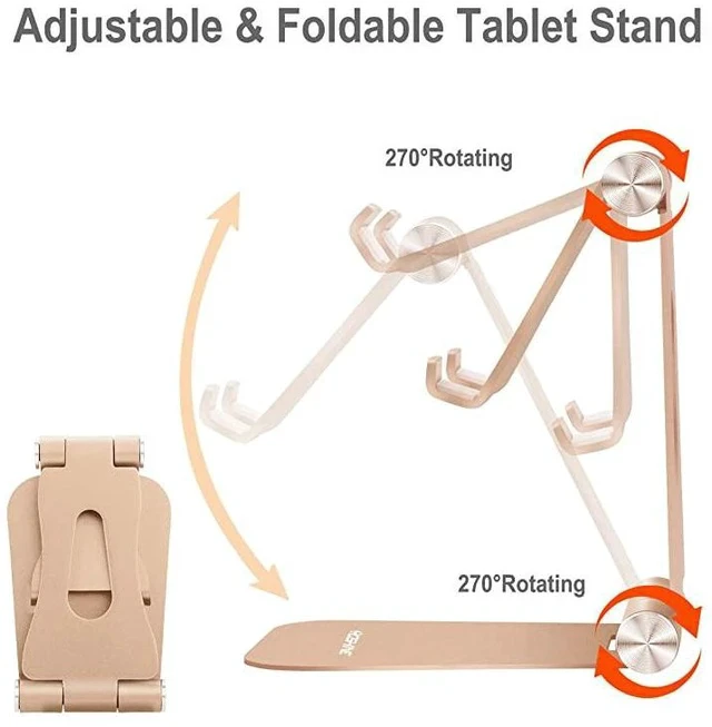 Alt view image 2 of 7 - Adjustable Tablet Stand Holders, Cell Phone Stands, Phone Desk Holder, iPhone Stand, iPad Stand, Aluminum Stands Cradle Dock for Switch, Fit All Smartphones and Tablets - Black