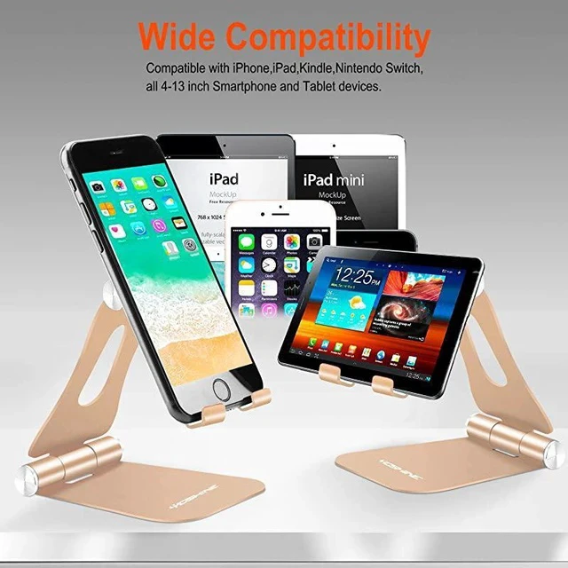 Alt view image 7 of 7 - Adjustable Tablet Stand Holders, Cell Phone Stands, Phone Desk Holder, iPhone Stand, iPad Stand, Aluminum Stands Cradle Dock for Switch, Fit All Smartphones and Tablets - Black