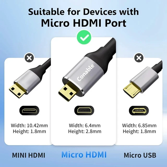 Alt view image 4 of 7 - Micro HDMI to HDMI Cable 20 FT, High Speed Full HDMI to Micro HDMI Cable, Support 4K@60Hz HDR ARC, Compatible with GoPro Hero, Sport Camera, Raspberry Pi 4, Sony Camera, Nikon, Yoga