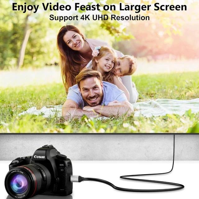 Alt view image 5 of 7 - Micro HDMI to HDMI Cable 20 FT, High Speed Full HDMI to Micro HDMI Cable, Support 4K@60Hz HDR ARC, Compatible with GoPro Hero, Sport Camera, Raspberry Pi 4, Sony Camera, Nikon, Yoga