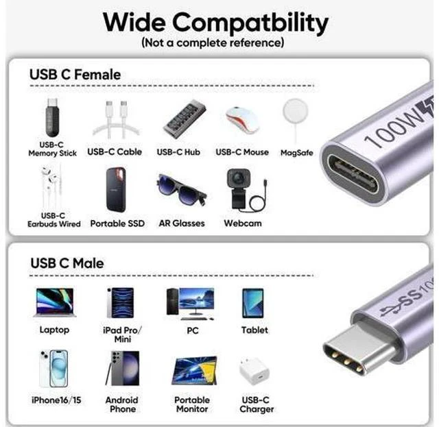 Alt view image 5 of 7 - USB C Extension Cable 15ft, USBC Type C Male to Female 5Gbps Data Transfer/100W Charging/4K@60Hz Display Cord Extender USB3.2 Gen2 for Laptop Tablet Mobile Phone and More