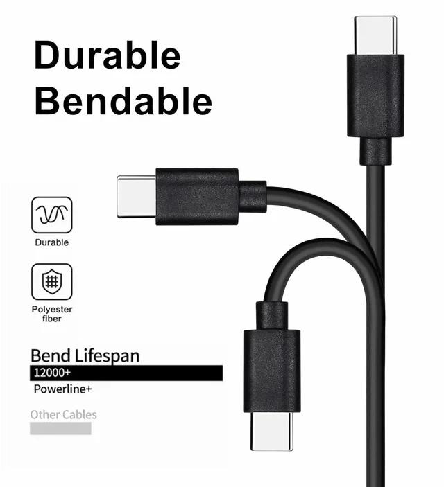Alt view image 4 of 7 - 20-Pack USB C 48W PD Fast Charger Cable - Multipack USB-C to Type C Charging Cords Bulk 3.3ft