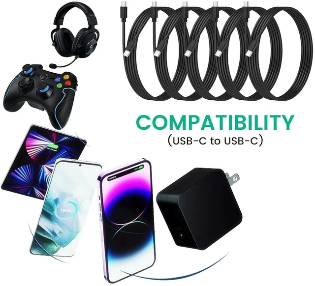 Alt view image 2 of 7 - 20-Pack USB C 48W PD Fast Charger Cable - Multipack USB-C to Type C Charging Cords Bulk 3.3ft