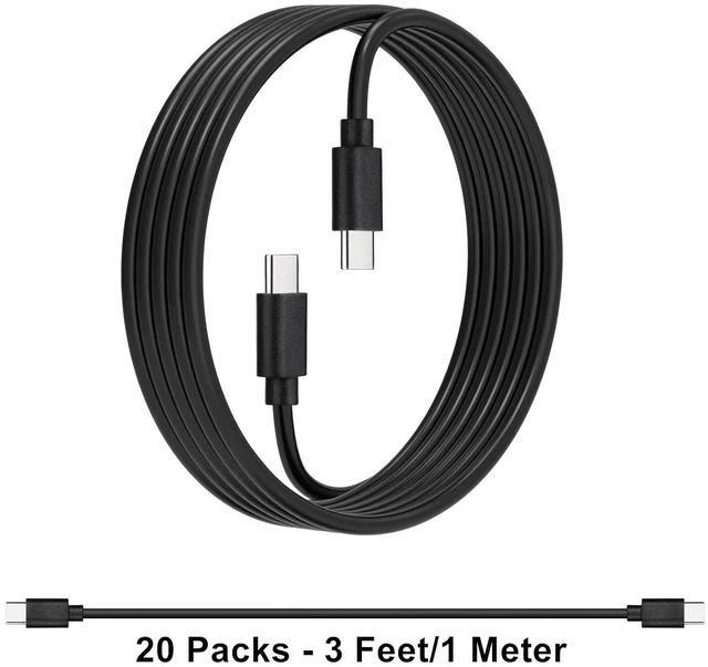 Alt view image 6 of 7 - 20-Pack USB C 48W PD Fast Charger Cable - Multipack USB-C to Type C Charging Cords Bulk 3.3ft