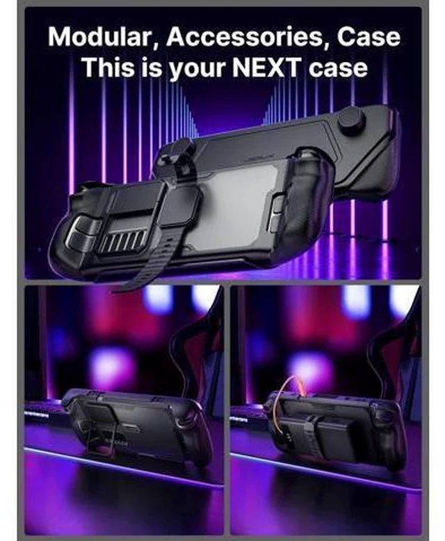 Alt view image 2 of 7 - PC0104 ModCase Compatible with Steam Deck, Steam Deck Case Comprehensive Protection Include Detachable Front Shell, Body Protective Shell, Metal Bracket and Strap - Basic Set