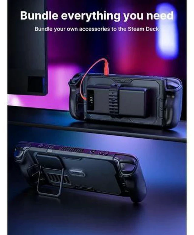 Alt view image 7 of 7 - PC0104 ModCase Compatible with Steam Deck, Steam Deck Case Comprehensive Protection Include Detachable Front Shell, Body Protective Shell, Metal Bracket and Strap - Basic Set