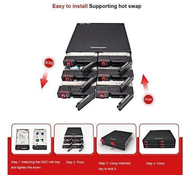 Alt view image 7 of 7 - 4 / 6-Bay 2.5inch SATA SSD HDD Hot Swap Mobile Rack/Enclosure Hard Disk Enclosure Rack Data Storage For 5.25 Drive Bay