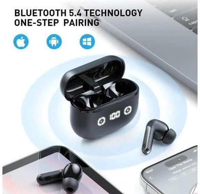 Alt view image 7 of 7 - Wireless Earbuds Noise Cancelling Bluetooth 5.4 Headphones with 4 ENC Noise Cancelling Mic 40H Playtime in-Ear Bluetooth Ear Buds 7 Preset EQs via App LED Display