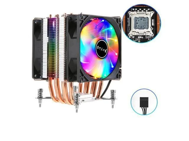 Alt view image 6 of 7 - 4 Heat Pipes CPU Cooler 4Pin RGB PC Quiet Intel LGA 2011 LGA 2011-3 X79 X99 CPU Cooling Fan