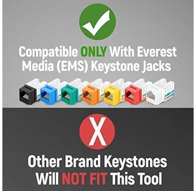 Alt view image 5 of 7 - Everest Media Solutions easyJACK (CAT6A Kit) - Speed Termination Tool, with 10 Blue & 10 White CAT6A Keystone Jacks - Punch Down Ethernet Crimper for EMS RJ45 UTP Female Connectors