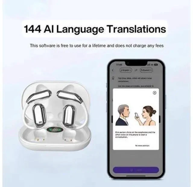Alt view image 3 of 7 - Verbabuds Ai Translator Earbuds, Aviorra Ai Translator Earbuds Real Time, Ai Translation Earbuds Real Time, Supports 144 Languages, 99% Accuracy, Offline Translation, Works On All Devices (Black)