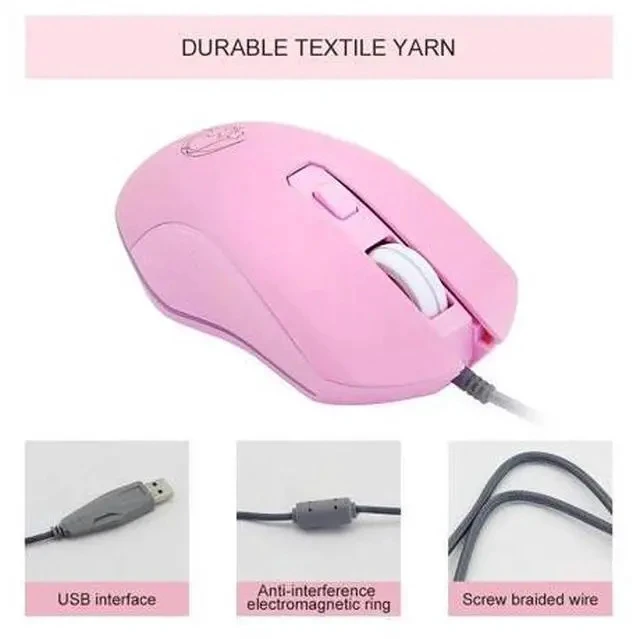 Alt view image 3 of 7 - Pink Computer Mouse Colorful Backlit Gaming Mice Optical Wired Fashion Sailor Moon Mouse Girl Mause 3200DPI For Laptop