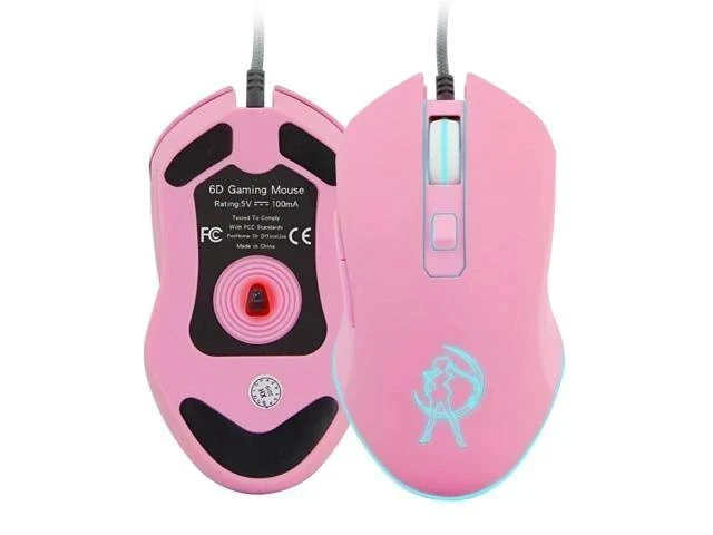 Alt view image 6 of 7 - Pink Computer Mouse Colorful Backlit Gaming Mice Optical Wired Fashion Sailor Moon Mouse Girl Mause 3200DPI For Laptop