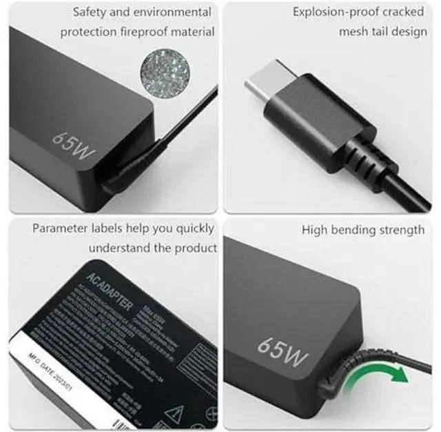Alt view image 3 of 7 - USB C Laptop Charger Fit for Lenovo ThinkPad X1, Carbon X1 Gen 11 10 9 8 7 6 5, Yoga X1 Gen 8 7 6 5 4 3 2 Series, 65W 45W USB C Fast Power Adapter