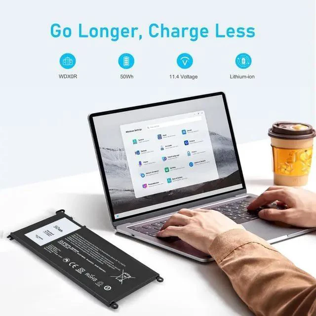 Alt view image 4 of 7 - Upgraded 50Wh WDX0R Laptop Battery Replacement for Dell Inspiron 13 15 5000 7000 Series 5378 7378 5570 7573 7579 Latitude 3500 3580 WDXOR P69G 3CRH3 P58F and More
