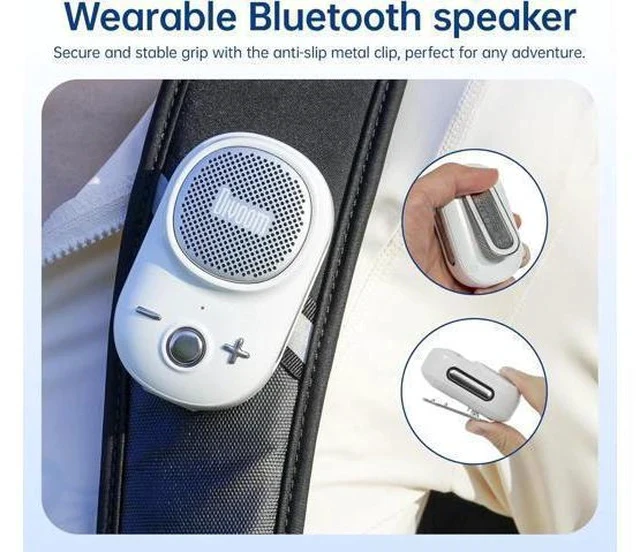 Alt view image 3 of 7 - Divoom Itour-S Portable Mini Wearable Bluetooth Speaker, Big Audio and Punchy Bass,Clip-On Design, IP67 Waterproof and Dustproof,10 Hours Playtime,Speaker for Home Travel Office and Outdoors (White)