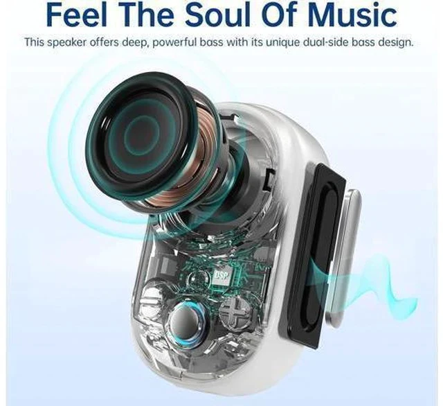 Alt view image 4 of 7 - Divoom Itour-S Portable Mini Wearable Bluetooth Speaker, Big Audio and Punchy Bass,Clip-On Design, IP67 Waterproof and Dustproof,10 Hours Playtime,Speaker for Home Travel Office and Outdoors (White)