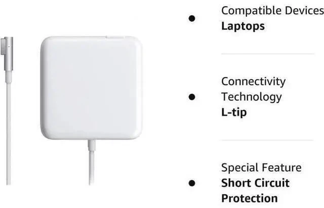 Alt view image 2 of 2 - Replacement 60W Power Adapter L-Tip Connector for Old MacBook Pro Charger 13 Inch Before Mid 2012