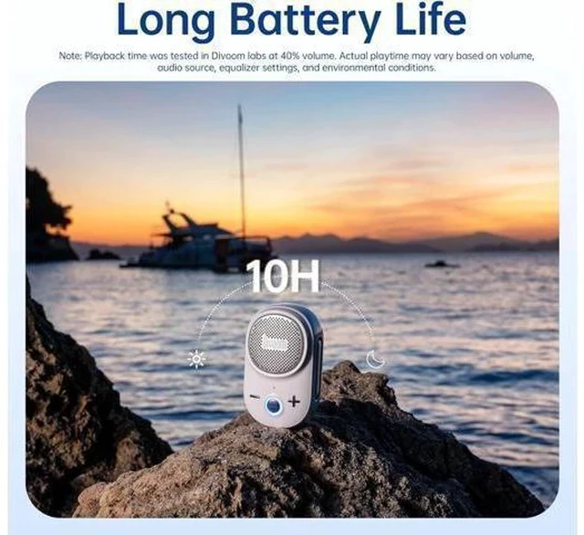 Alt view image 7 of 7 - Divoom Itour-S Portable Mini Wearable Bluetooth Speaker, Big Audio and Punchy Bass,Clip-On Design, IP67 Waterproof and Dustproof,10 Hours Playtime,Speaker for Home Travel Office and Outdoors (White)