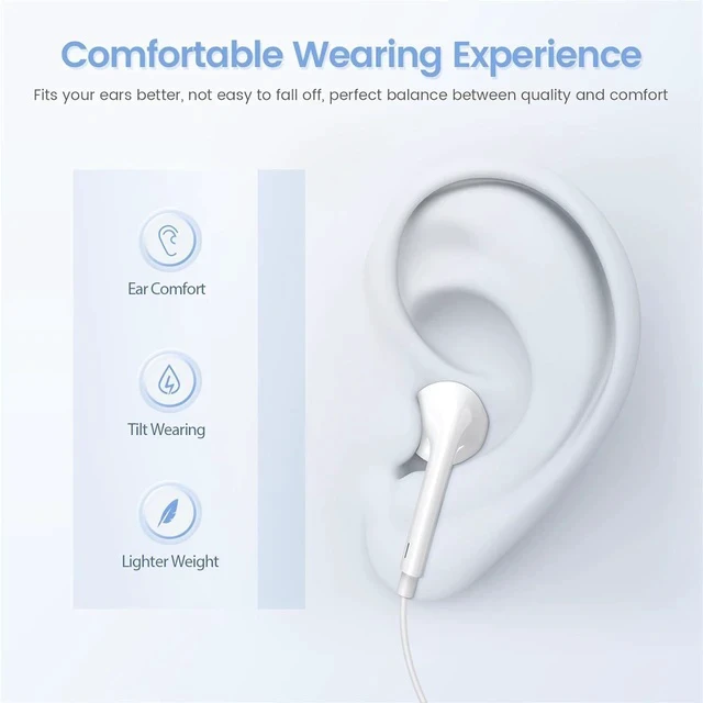Alt view image 4 of 7 - 2 Pack-USB C Headphones for iPhone 17/16/15 Type C Earbuds Wired Earbuds with Microphone & Remote Control Noise Cancelling Earphones Compatible with iPhone 17/16/15 Pro Max iPad Most USB C Jack