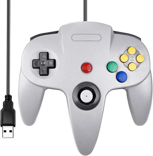 Main image of SAFFUN Classic N64 Controller, N64 Wired USB PC Game pad Joystick, N64 Bit USB Wired Game Stick Joy pad Controller for Windows PC MAC Linux Raspberry Pi 3 Sega Genesis Higan (Grey)