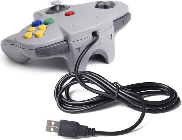 Alt view image 2 of 7 - SAFFUN Classic N64 Controller, N64 Wired USB PC Game pad Joystick, N64 Bit USB Wired Game Stick Joy pad Controller for Windows PC MAC Linux Raspberry Pi 3 Sega Genesis Higan (Grey)