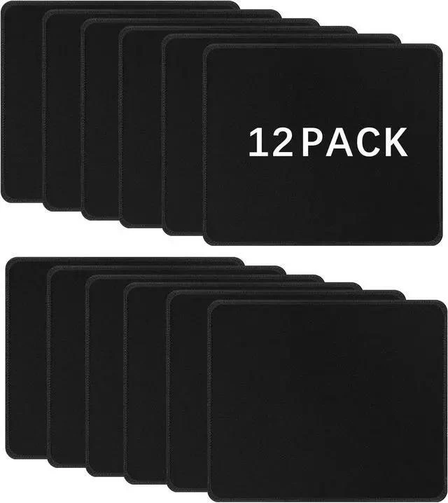 Main image of 12 Pack Black Mouse pad Bulk with Stitched Edge 10.2x8.3inches 3mm Thickness Premium Textured Non-Slip Rubber Base Mouse pad Black Washable Gaming Mouse Pad Pack for Office and Home