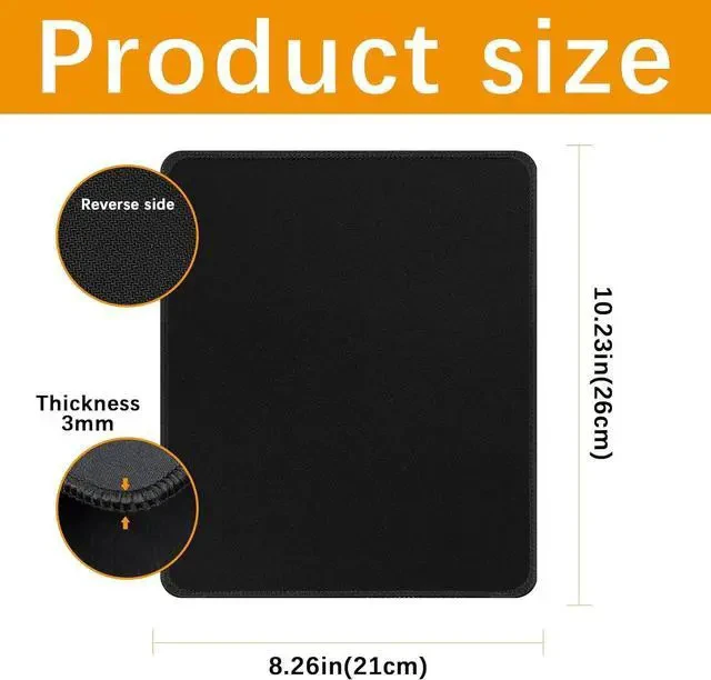 Alt view image 2 of 7 - 12 Pack Black Mouse pad Bulk with Stitched Edge 10.2x8.3inches 3mm Thickness Premium Textured Non-Slip Rubber Base Mouse pad Black Washable Gaming Mouse Pad Pack for Office and Home