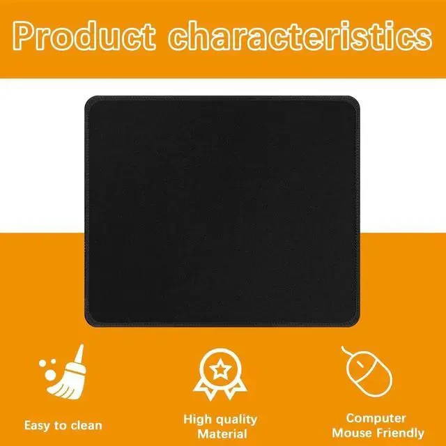 Alt view image 3 of 7 - 12 Pack Black Mouse pad Bulk with Stitched Edge 10.2x8.3inches 3mm Thickness Premium Textured Non-Slip Rubber Base Mouse pad Black Washable Gaming Mouse Pad Pack for Office and Home