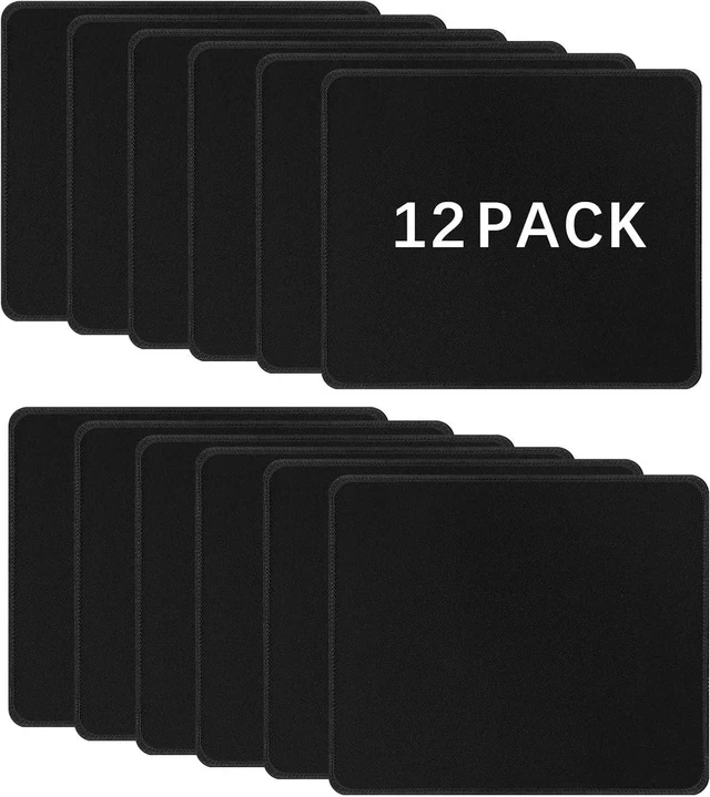Alt view image 7 of 7 - 12 Pack Black Mouse pad Bulk with Stitched Edge 10.2x8.3inches 3mm Thickness Premium Textured Non-Slip Rubber Base Mouse pad Black Washable Gaming Mouse Pad Pack for Office and Home