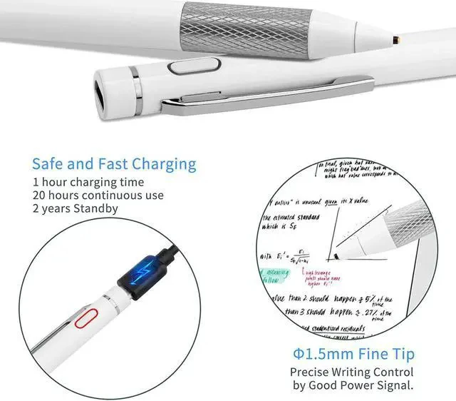 Alt view image 2 of 6 - Stylus Pencil for Galaxy Tab A9+/A8/A7 Pen Touch Screens Active Stylus Digital Pen with 1.5mm Ultra Fine Tip Pen for Galaxy Tab A9+/A8/A7 Drawing and Writing Pencil White