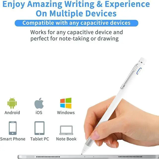 Alt view image 4 of 6 - Stylus Pencil for Galaxy Tab A9+/A8/A7 Pen Touch Screens Active Stylus Digital Pen with 1.5mm Ultra Fine Tip Pen for Galaxy Tab A9+/A8/A7 Drawing and Writing Pencil White