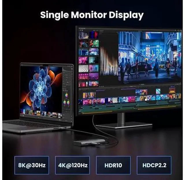 Alt view image 5 of 7 - UGREEN Revodok 206 Docking Station Dual Monitor 6 in 1 USB C Dock Dual HDMI 4K@60Hz Single 8K@30Hz 100W PD 5Gbps USB C and USB A Data Ports USB C Hub for XPS, ThinkPad and More
