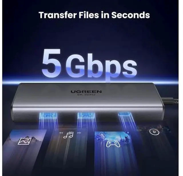 Alt view image 7 of 7 - UGREEN Revodok 206 Docking Station Dual Monitor 6 in 1 USB C Dock Dual HDMI 4K@60Hz Single 8K@30Hz 100W PD 5Gbps USB C and USB A Data Ports USB C Hub for XPS, ThinkPad and More