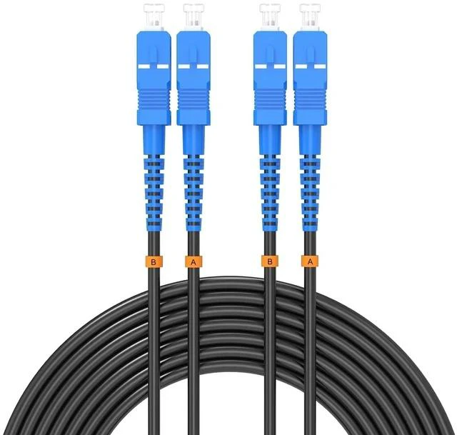Main image of SC/UPC to SC/UPC Outdoor Armored Fiber Patch Cable, Single Mode Duplex Fiber Optic Internet Cable, Fiber Optic Jumper Optical Patch Cord - 9/125um - 85Meter/278.87ft, LSZH Black