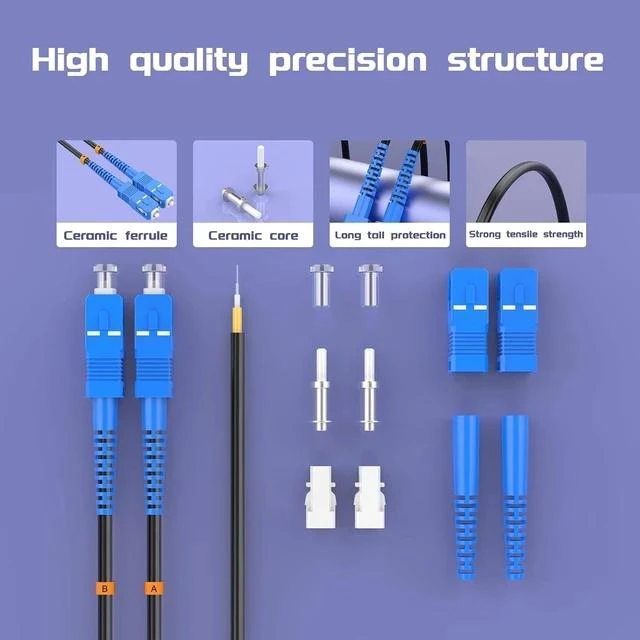 Alt view image 2 of 6 - SC/UPC to SC/UPC Outdoor Armored Fiber Patch Cable, Single Mode Duplex Fiber Optic Internet Cable, Fiber Optic Jumper Optical Patch Cord - 9/125um - 85Meter/278.87ft, LSZH Black