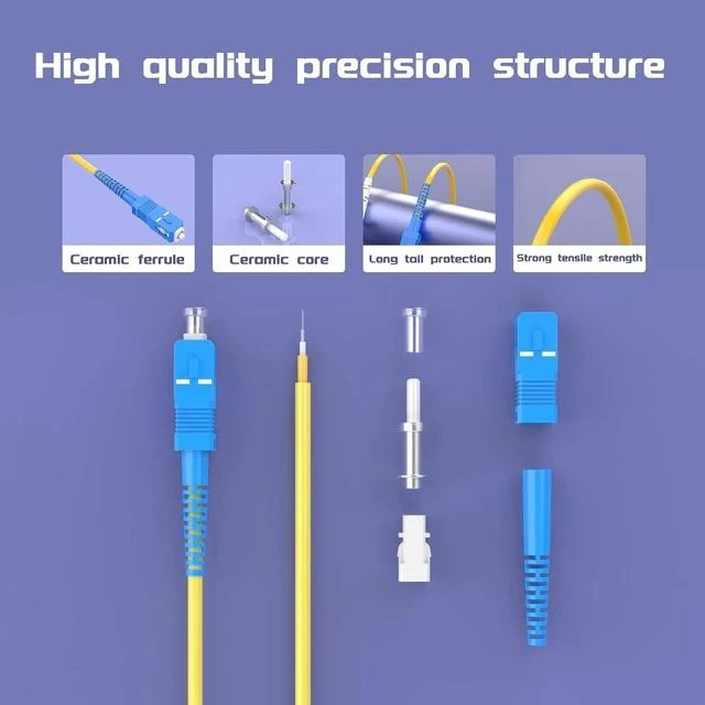 Alt view image 3 of 5 - 50Meters 165ft LSZH SC/UPC-ST/UPC Single-Mode Fiber Optic Cable SC to ST OS2 Jumper Optical Patch Cord Simplex 9/125um SC-ST