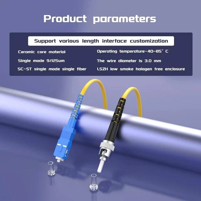 Alt view image 5 of 5 - 50Meters 165ft LSZH SC/UPC-ST/UPC Single-Mode Fiber Optic Cable SC to ST OS2 Jumper Optical Patch Cord Simplex 9/125um SC-ST