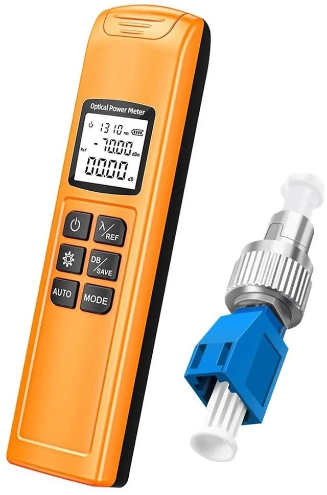 Main image of Optical Power Meter, Fiber Optic Power Tester, Rechargeable Fiber Tester with LED Light, -70~+10 dBm, 10 Wavelengths, SC/ST/FC Compatible,for FTTH Network(with FC to LC Coupler Adapters)
