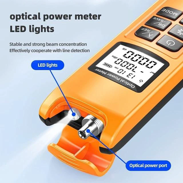 Alt view image 4 of 6 - Optical Power Meter, Fiber Optic Power Tester, Rechargeable Fiber Tester with LED Light, -70~+10 dBm, 10 Wavelengths, SC/ST/FC Compatible,for FTTH Network(with FC to LC Coupler Adapters)