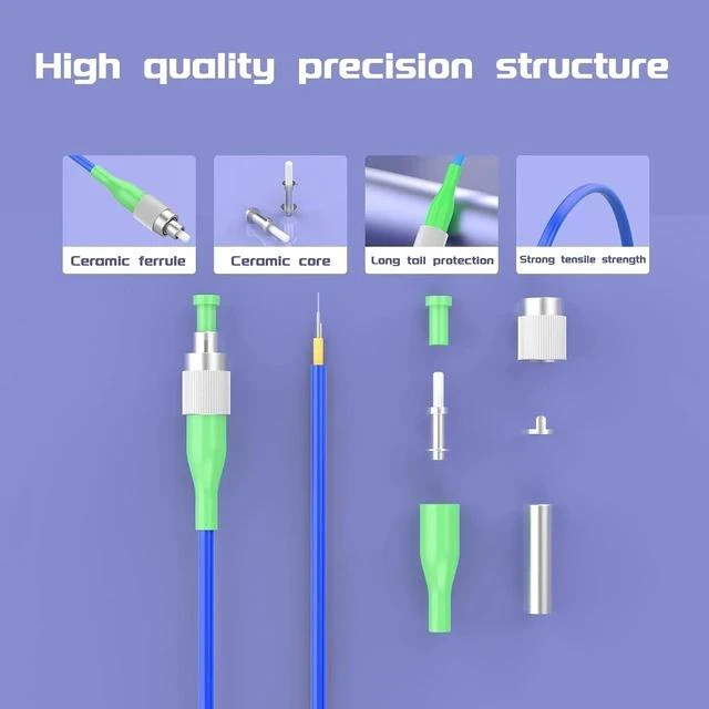 Alt view image 3 of 7 - Fiber Optic Internet Cable FC/APC to FC/APC Armored Single Mode Simplex - 9/125um 10Meters/32ft Fiber Optic Jumper Optical Patch Cord -OS1/OS2 Compatible, LSZH Blue